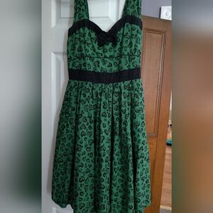 Green heart leopard print pinup dress